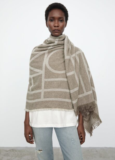Monogram wool cashmere scarf Tobacco - Crush Concept